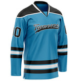 Custom Panther Blue Black Solid Colour Hockey Jersey