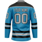 Custom Panther Blue Gray Solid Colour Hockey Jersey