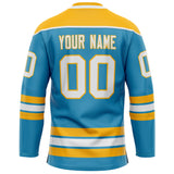 Custom Panther Blue Gold Solid Colour Hockey Jersey