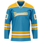 Custom Panther Blue Gold Solid Colour Hockey Jersey