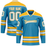 Custom Panther Blue Gold Solid Colour Hockey Jersey