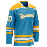 Custom Panther Blue Gold Solid Colour Hockey Jersey