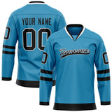 Custom Panther Blue Black Solid Colour Hockey Jersey