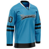 Custom Panther Blue Black Solid Colour Hockey Jersey