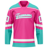 Custom Pink Teal Solid Colour Hockey Jersey