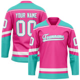 Custom Pink Teal Solid Colour Hockey Jersey