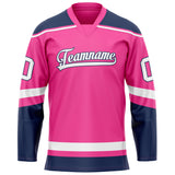 Custom Pink Navy Solid Colour Hockey Jersey