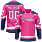 Custom Pink Navy Solid Colour Hockey Jersey