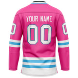 Custom Pink Light Blue Solid Colour Hockey Jersey