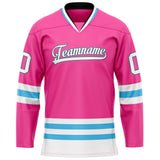 Custom Pink Light Blue Solid Colour Hockey Jersey