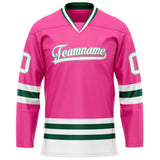 Custom Pink Kelly Green Solid Colour Hockey Jersey