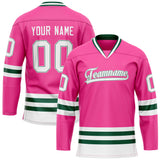 Custom Pink Kelly Green Solid Colour Hockey Jersey