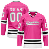 Custom Pink Black Solid Colour Hockey Jersey