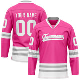 Custom Pink Gray Solid Colour Hockey Jersey