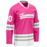 Custom Pink Gray Solid Colour Hockey Jersey