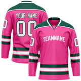 Custom Pink Kelly Green Solid Colour Hockey Jersey