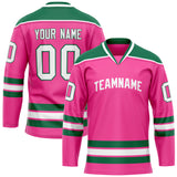 Custom Pink Kelly Green Solid Colour Hockey Jersey