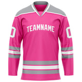 Custom Pink Gray Solid Colour Hockey Jersey