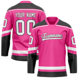 Custom Pink Black Solid Colour Hockey Jersey