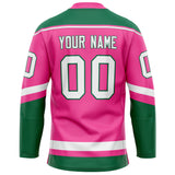 Custom Pink Kelly Green Solid Colour Hockey Jersey