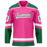 Custom Pink Kelly Green Solid Colour Hockey Jersey