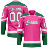 Custom Pink Kelly Green Solid Colour Hockey Jersey