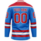 Custom Powder Blue Crimson Solid Colour Hockey Jersey