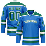 Custom Powder Blue Kelly Green Solid Colour Hockey Jersey