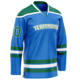 Custom Powder Blue Kelly Green Solid Colour Hockey Jersey