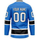 Custom Powder Blue Black Solid Colour Hockey Jersey