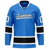 Custom Powder Blue Black Solid Colour Hockey Jersey