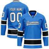 Custom Powder Blue Black Solid Colour Hockey Jersey