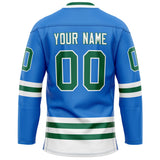 Custom Powder Blue Kelly Green Solid Colour Hockey Jersey