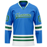 Custom Powder Blue Kelly Green Solid Colour Hockey Jersey