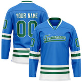 Custom Powder Blue Kelly Green Solid Colour Hockey Jersey