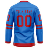 Custom Powder Blue Red Solid Colour Hockey Jersey