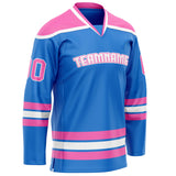 Custom Powder Blue Pink Solid Colour Hockey Jersey