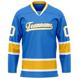 Custom Powder Blue Gold Solid Colour Hockey Jersey