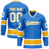 Custom Powder Blue Gold Solid Colour Hockey Jersey