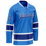 Custom Powder Blue Navy Solid Colour Hockey Jersey