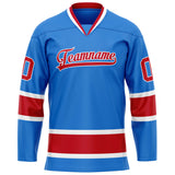 Custom Powder Blue Red Solid Colour Hockey Jersey