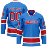 Custom Powder Blue Red Solid Colour Hockey Jersey