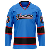 Custom Powder Blue Black Solid Colour Hockey Jersey