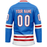 Custom Powder Blue Red Solid Colour Hockey Jersey