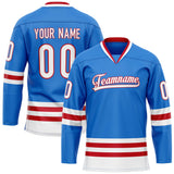 Custom Powder Blue Red Solid Colour Hockey Jersey