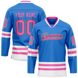 Custom Powder Blue Pink Solid Colour Hockey Jersey