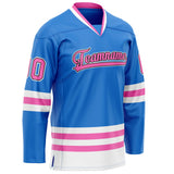 Custom Powder Blue Pink Solid Colour Hockey Jersey