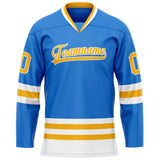 Custom Powder Blue Gold Solid Colour Hockey Jersey