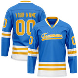 Custom Powder Blue Gold Solid Colour Hockey Jersey