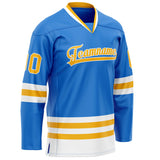 Custom Powder Blue Gold Solid Colour Hockey Jersey